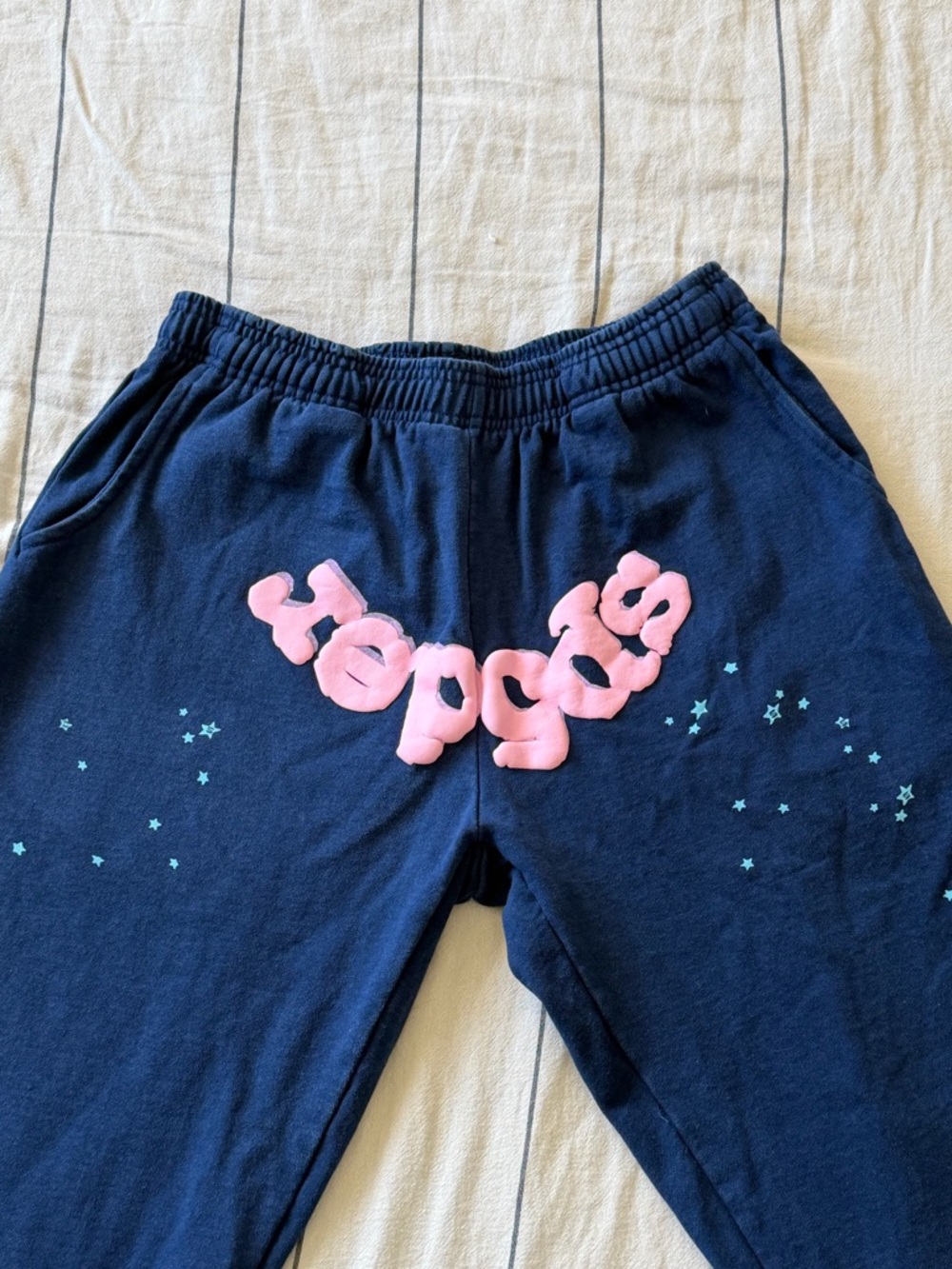 Sp5der OG navy and pink sweatpants